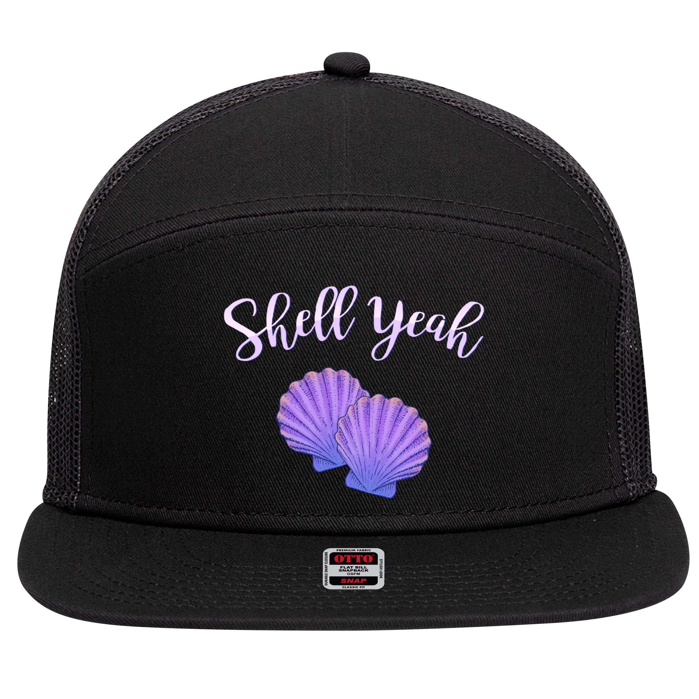Shell Yeah Summer Vacation Beach Cute Gift 7 Panel Mesh Trucker Snapback Hat