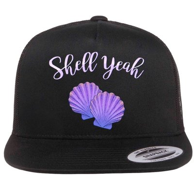 Shell Yeah Summer Vacation Beach Cute Gift Flat Bill Trucker Hat