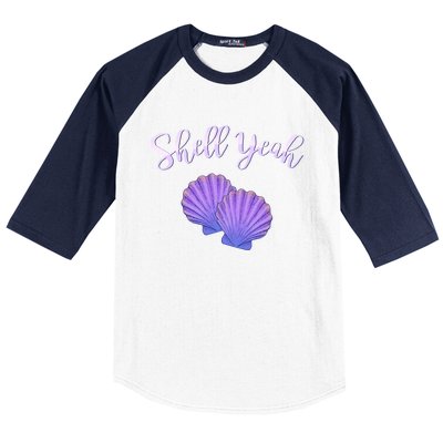 Shell Yeah Summer Vacation Beach Cute Gift Baseball Sleeve Shirt