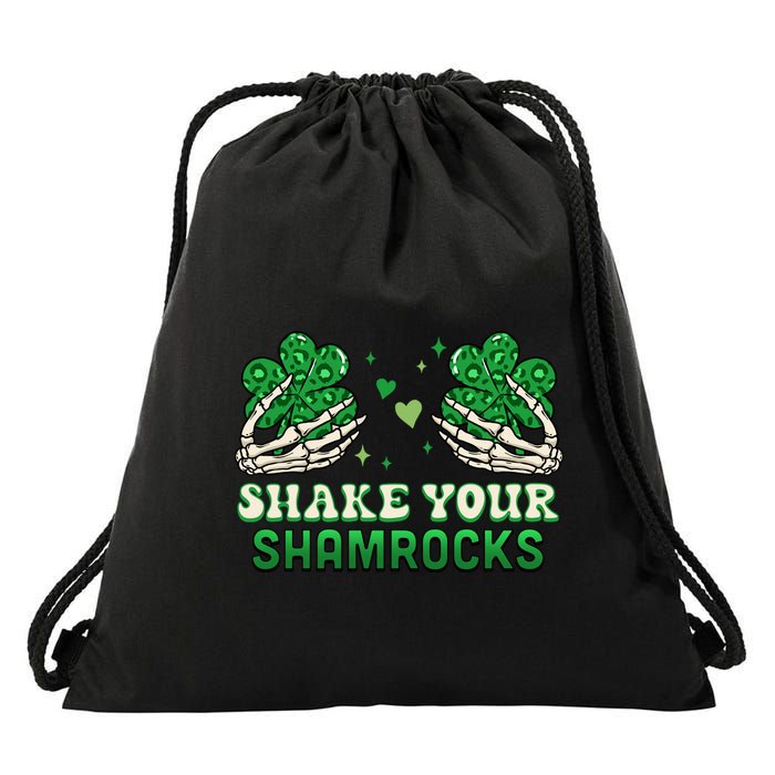 Shake Your Shamrocks Funny St. PatrickS Day Skeleton Drawstring Bag