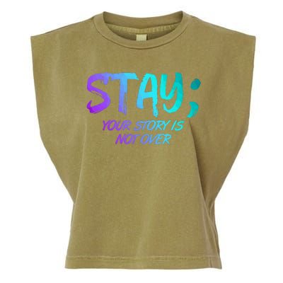 STAY; Your Story Is Not Over Suicide Prevention Awareness Garment-Dyed Women's Muscle Tee