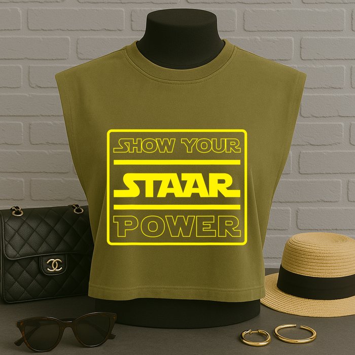 Show Your Staar Power School Testing Garment-Dyed Women's Muscle Tee