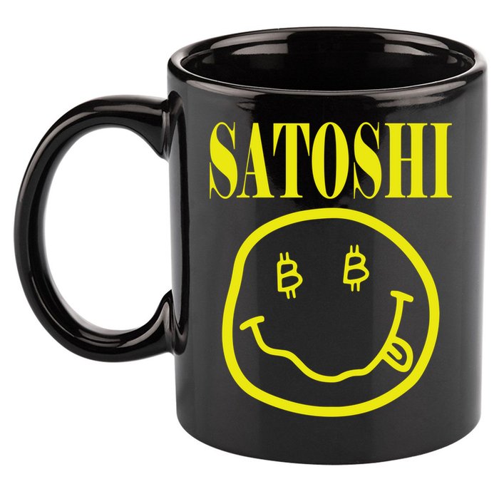 Satoshi Yellow Smiley Face 11oz C Handle Ceramic Mug