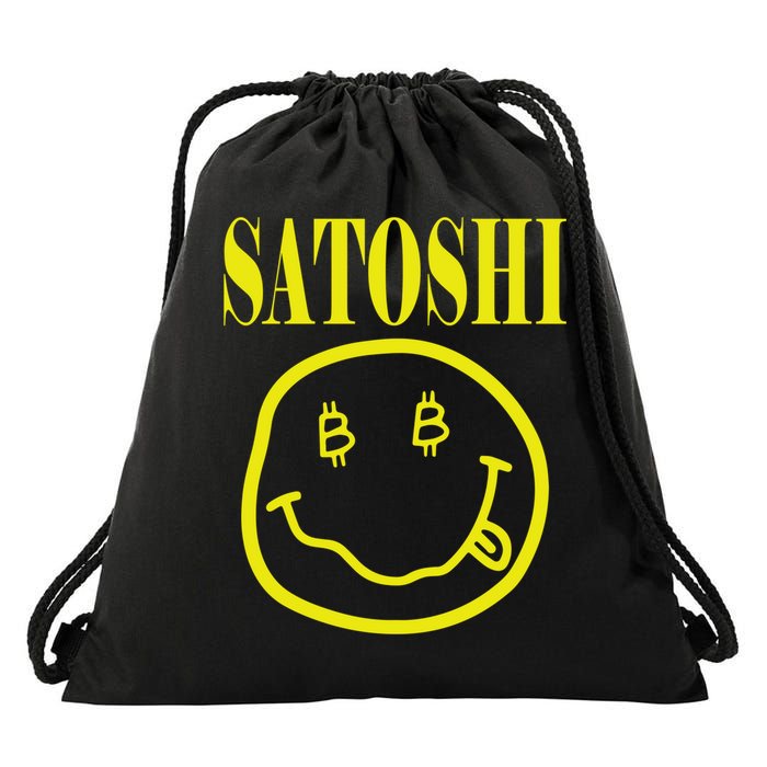 Satoshi Yellow Smiley Face Drawstring Bag