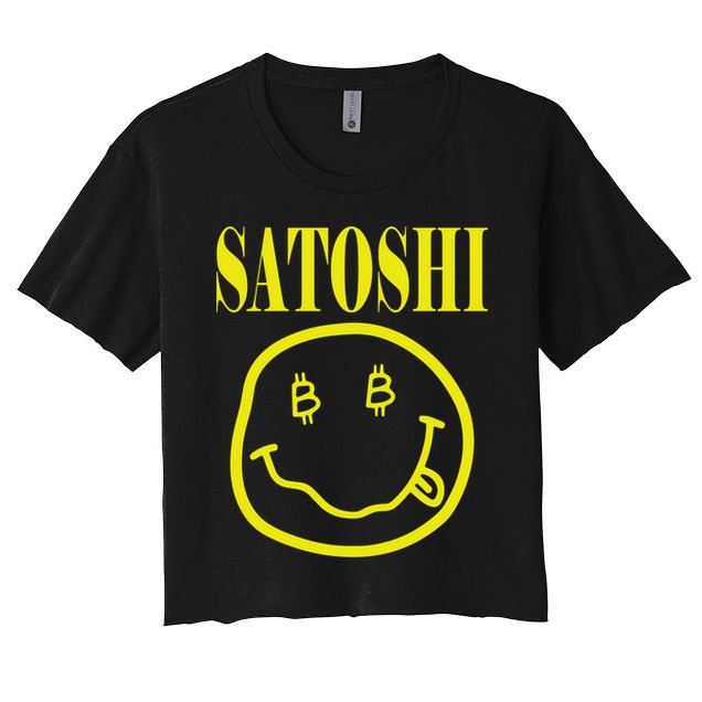 Satoshi Yellow Smiley Face Women's Crop Top Tee