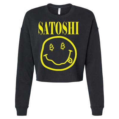 Satoshi Yellow Smiley Face Cropped Pullover Crew