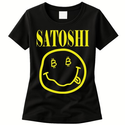 Satoshi Yellow Smiley Face Womens T-Shirt