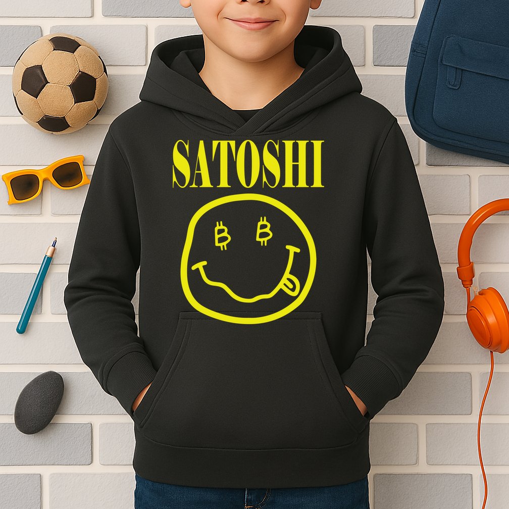 Satoshi Yellow Smiley Face Kids Hoodie