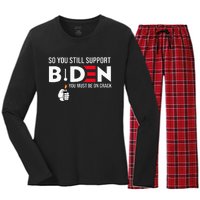 So You Still Support Biden Anti  Women's Long Sleeve Flannel Pajama Set 