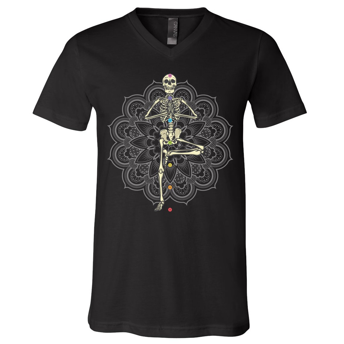 Skeleton Yoga V-Neck T-Shirt