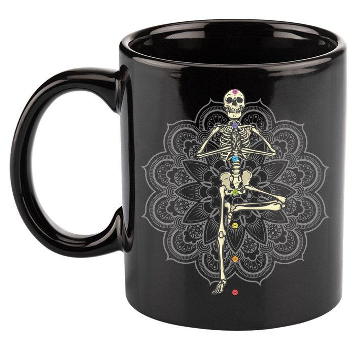 Skeleton Yoga 11oz C Handle Ceramic Mug