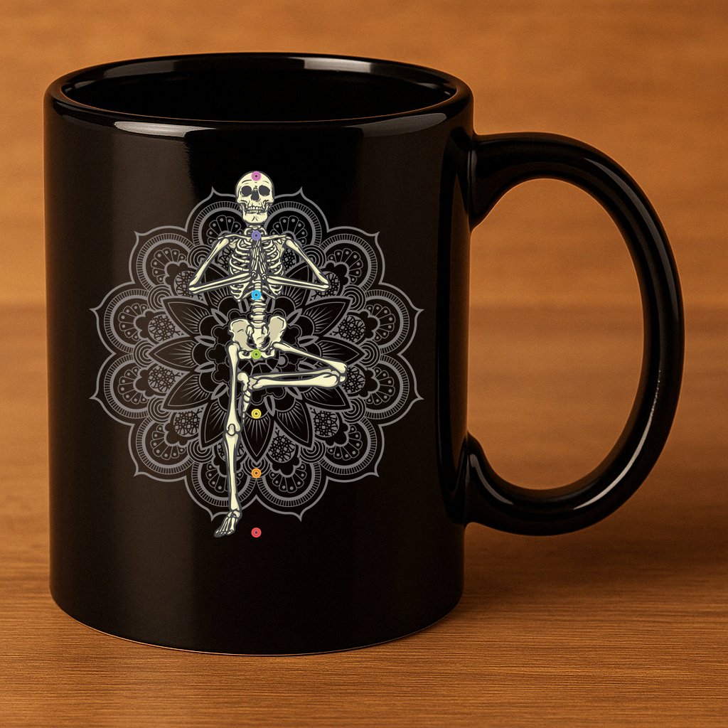 Skeleton Yoga 11oz C Handle Ceramic Mug