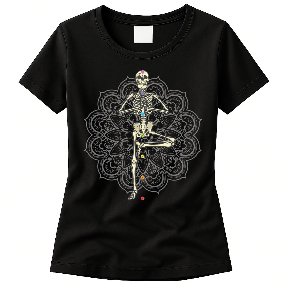 Skeleton Yoga Womens T-Shirt