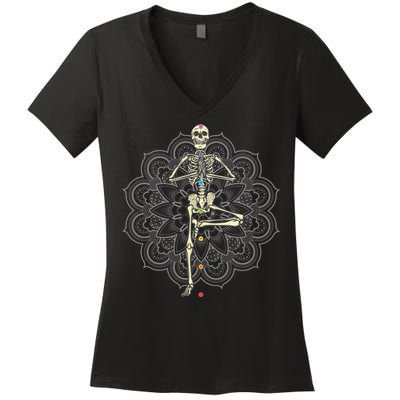 Skeleton Yoga Women's V-Neck T-Shirt