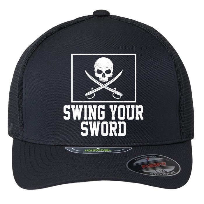 Swing Your Sword Pirate Skull And Swords Flexfit Unipanel Trucker Cap