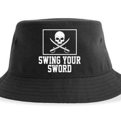 Swing Your Sword Pirate Skull And Swords Sustainable Bucket Hat