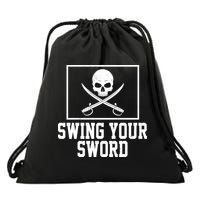 Swing Your Sword Pirate Skull And Swords Drawstring Bag