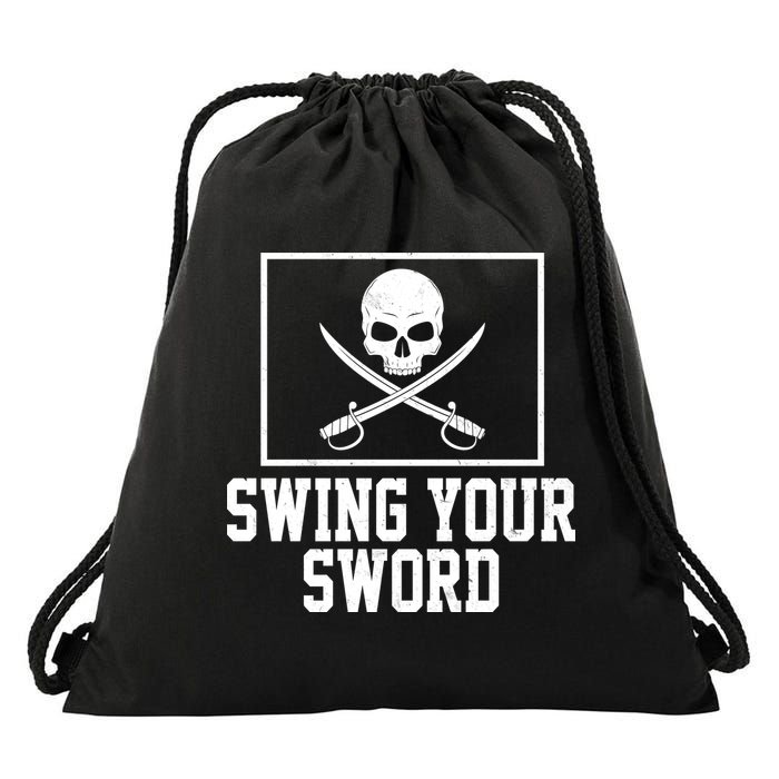 Swing Your Sword Pirate Skull And Swords Drawstring Bag