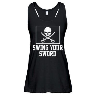 Swing Your Sword Pirate Skull And Swords Ladies Essential Flowy Tank