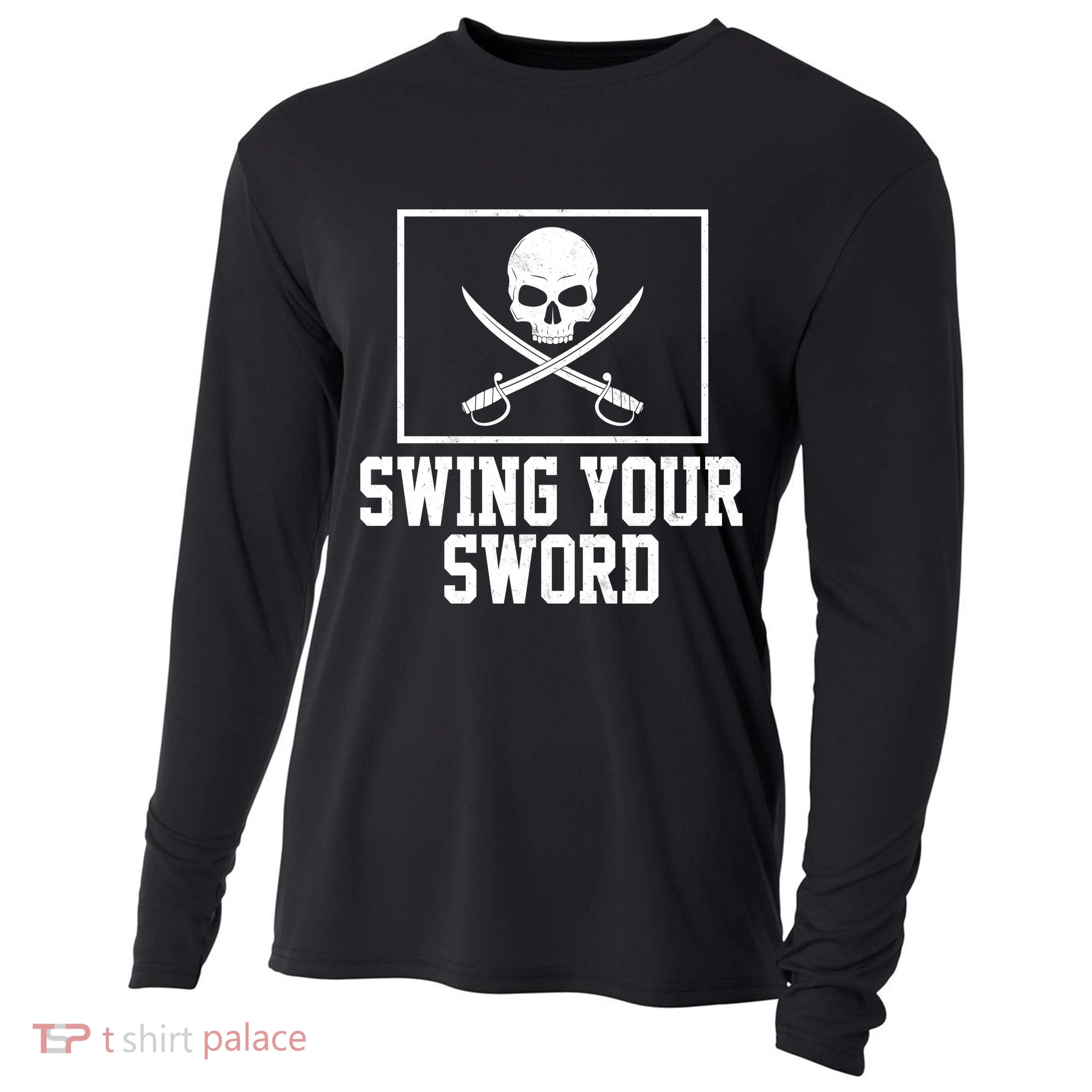 Swing Your Sword Pirate Skull And Swords Cooling Performance Long Sleeve Crew