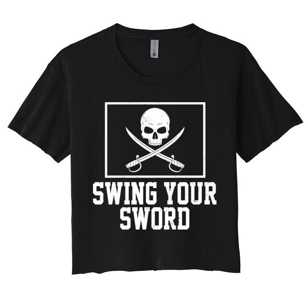 Swing Your Sword Pirate Skull And Swords Crop Top