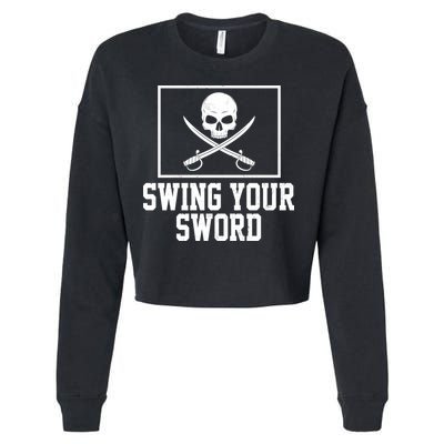 Swing Your Sword Pirate Skull And Swords Cropped Pullover Crew