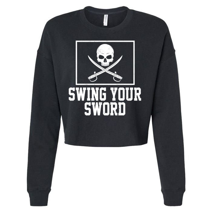 Swing Your Sword Pirate Skull And Swords Cropped Pullover Crew