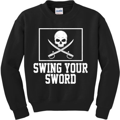 Swing Your Sword Pirate Skull And Swords Kids Sweatshirt