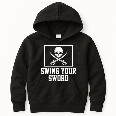 Swing Your Sword Pirate Skull And Swords Kids Hoodie