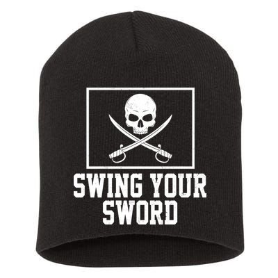 Swing Your Sword Pirate Skull And Swords Short Acrylic Beanie