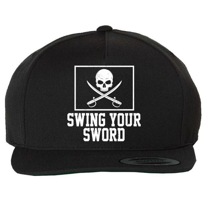 Swing Your Sword Pirate Skull And Swords Wool Snapback Cap