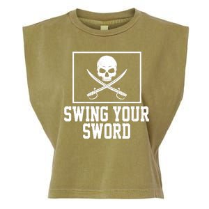 Swing Your Sword Pirate Skull And Swords Garment-Dyed Women's Muscle Tee