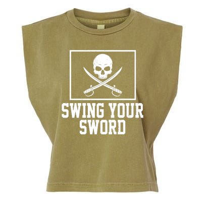 Swing Your Sword Pirate Skull And Swords Garment-Dyed Women's Muscle Tee