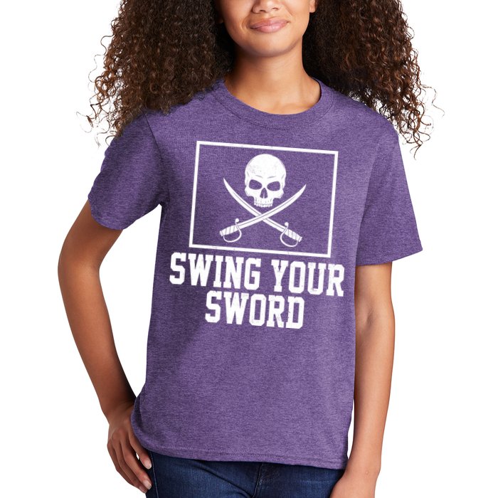 Swing Your Sword Pirate Skull And Swords Kids T-Shirt