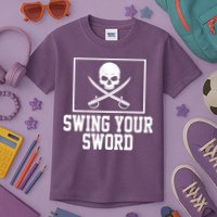 Swing Your Sword Pirate Skull And Swords Kids T-Shirt