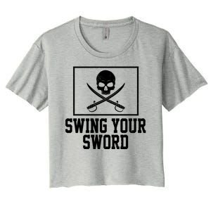 Swing Your Sword Pirate Skull And Swords Women's Crop Top Tee