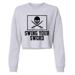 Swing Your Sword Pirate Skull And Swords Cropped Pullover Crew