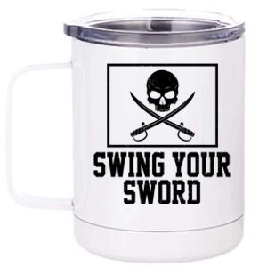 Swing Your Sword Pirate Skull And Swords 12 oz Stainless Steel Tumbler Cup