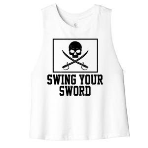 Swing Your Sword Pirate Skull And Swords Women's Racerback Cropped Tank