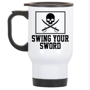 Swing Your Sword Pirate Skull And Swords Stainless Steel Travel Mug