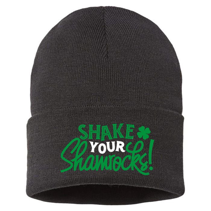 Shake Your Shamrocks Funny St Patricks Day Sustainable Knit Beanie