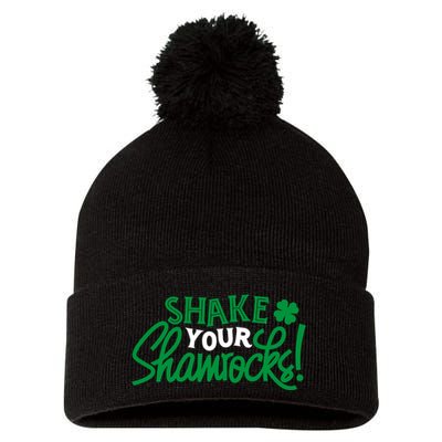 Shake Your Shamrocks Funny St Patricks Day Pom Pom 12in Knit Beanie