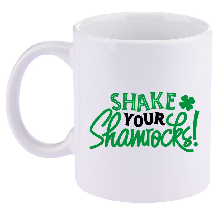 Shake Your Shamrocks Funny St Patricks Day 11oz C Handle Ceramic Mug