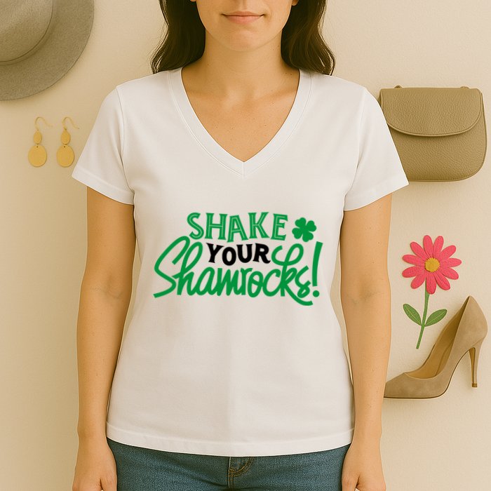Shake Your Shamrocks Funny St Patricks Day Women's V-Neck T-Shirt