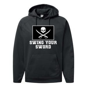 Swing Your Sword Skull Crossbones Mississippi Performance Fleece Hoodie