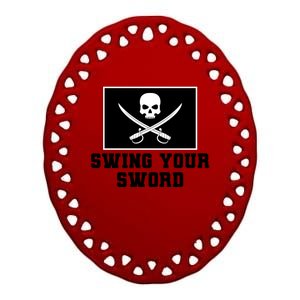 Swing Your Sword Skull Crossbones Mississippi Ceramic Oval Ornament