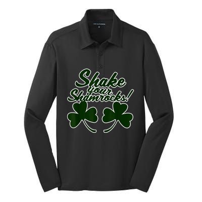 Shake Your Shamrocks Funny St Patrick's Day Silk Touch Performance Long Sleeve Polo