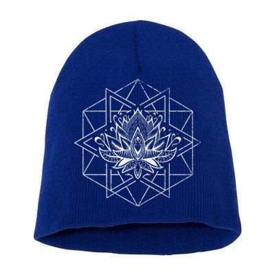 Spiritual Yogi Sacred Geometry Yoga Lotus Flower Gift Short Acrylic Beanie