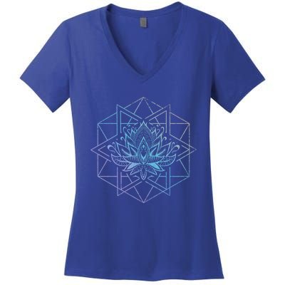 Spiritual Yogi Sacred Geometry Yoga Lotus Flower Gift Women's V-Neck T-Shirt