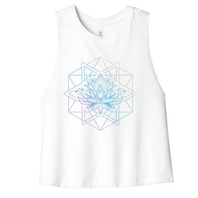 Spiritual Yogi Sacred Geometry Yoga Lotus Flower Gift Women's Racerback Cropped Tank